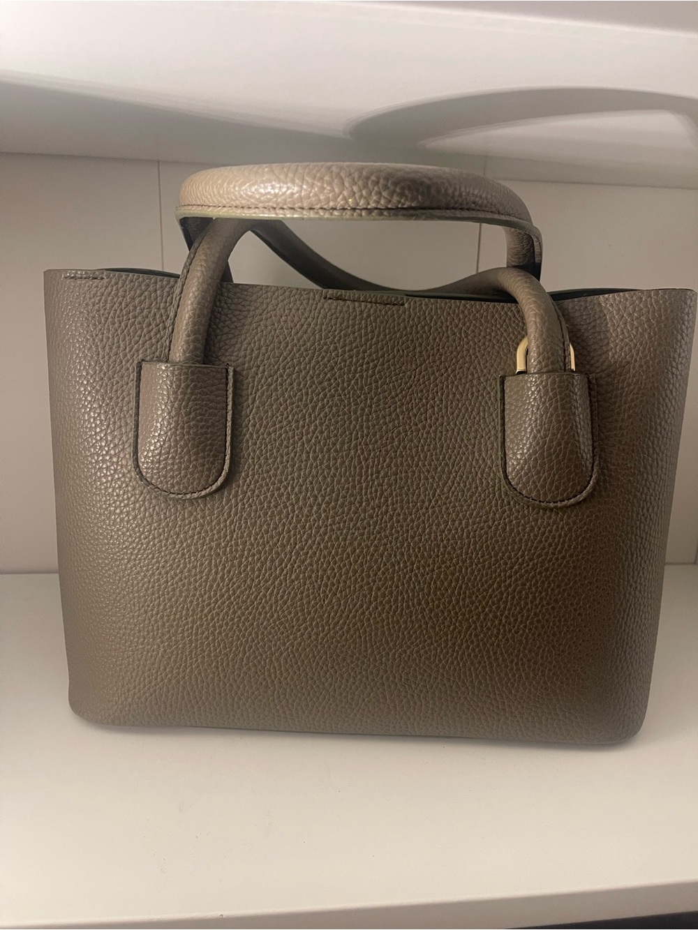Angela Roi Pebbled Leather Tote in Taupe Brown
